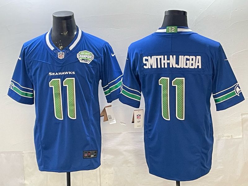 Men 2026 Seattle Seahawks #11 Smith-Hjigba Blue 6th generations Nike Limited NFL Jersey style 003